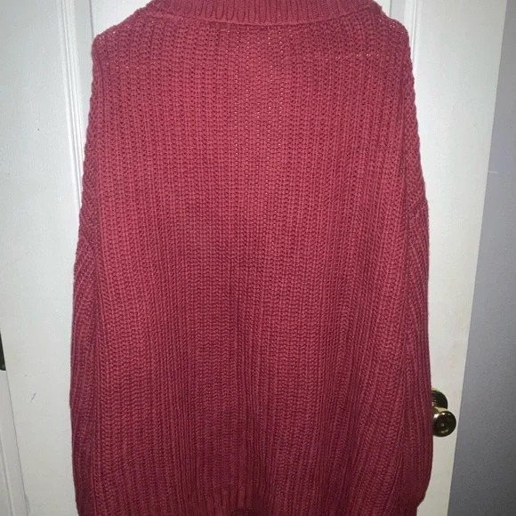 Evy’s Tree 1X The Annabelle Cranberry Colored Long Cardigan - Picture 5 of 5